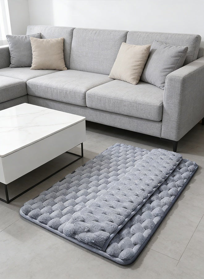 Bath Mat, Washable Chenille Bathroom Rug with Rubber Backing - Super Absorbent, Quick-Dry Microfiber, Soft & Thick Shower Floor Mat, Non-Slip Bathmat Runner for Bathroom Decor, 40x60 cm, Grey - Image 2